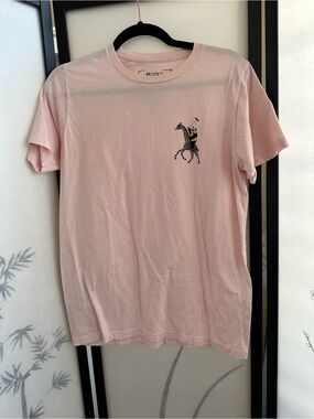 riot society Light Pink Cotton Graphic Tee with Small Polo Player